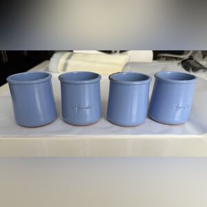 La Fermiere Light Blue Pottery Ceramic Cups Bundle of 4 Empty